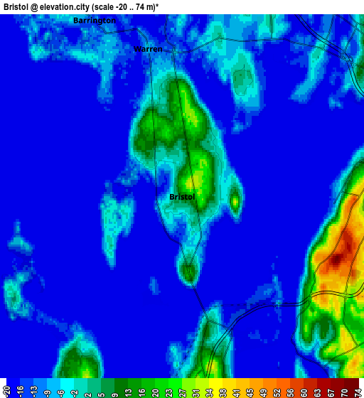 Zoom OUT 2x Bristol, United States elevation map