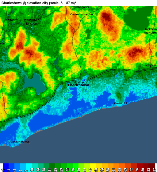 Zoom OUT 2x Charlestown, United States elevation map