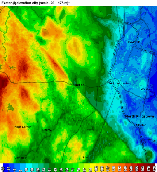 Zoom OUT 2x Exeter, United States elevation map