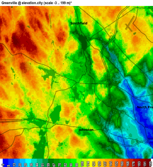Zoom OUT 2x Greenville, United States elevation map