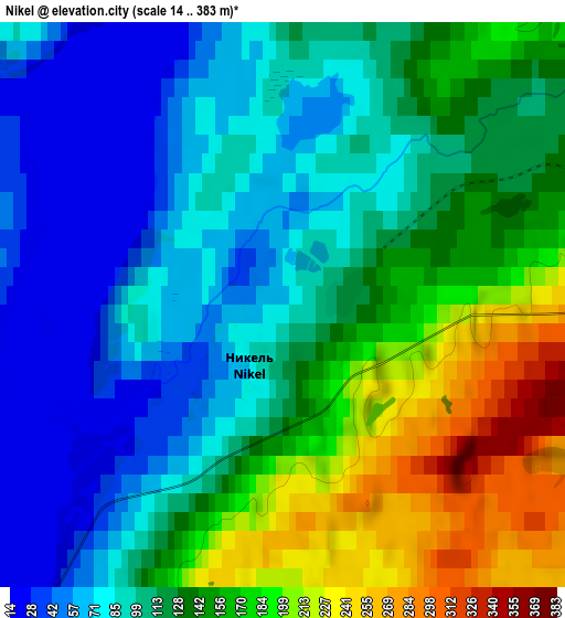 Zoom OUT 2x Nikel, Russia elevation map