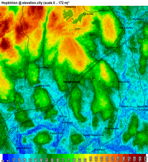 Zoom OUT 2x Hopkinton, United States elevation map