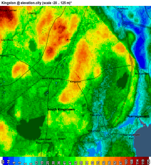 Zoom OUT 2x Kingston, United States elevation map