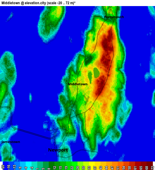 Zoom OUT 2x Middletown, United States elevation map