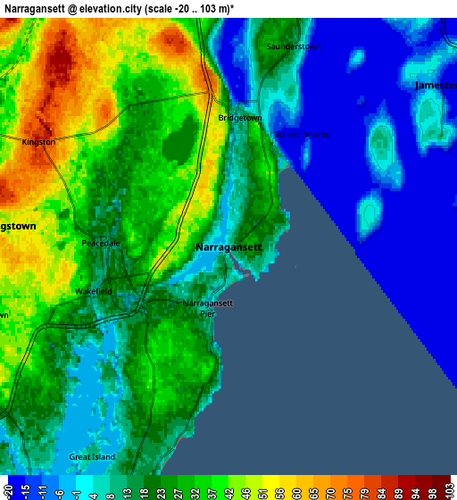 Zoom OUT 2x Narragansett, United States elevation map