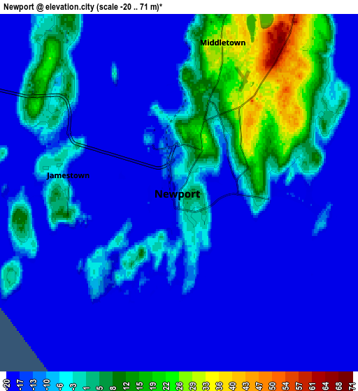 Zoom OUT 2x Newport, United States elevation map