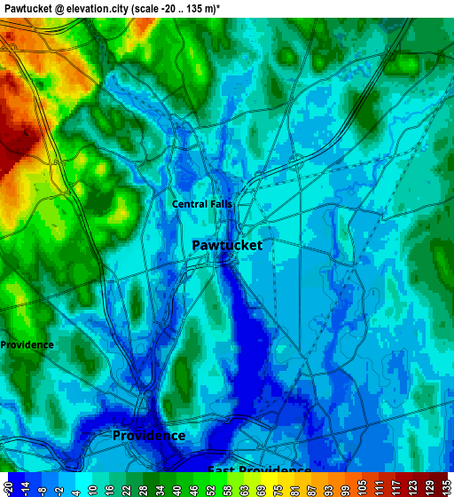 Zoom OUT 2x Pawtucket, United States elevation map