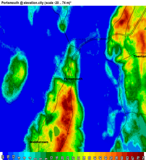 Zoom OUT 2x Portsmouth, United States elevation map