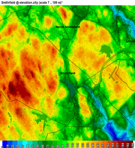 Zoom OUT 2x Smithfield, United States elevation map