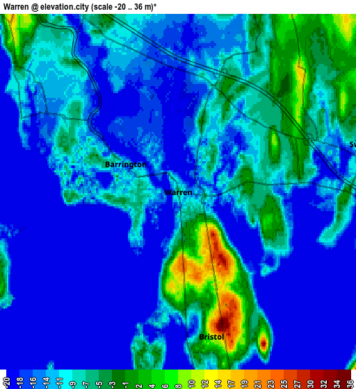 Zoom OUT 2x Warren, United States elevation map