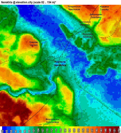 Zoom OUT 2x Nerekhta, Russia elevation map