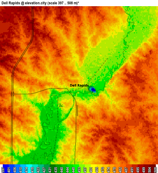 Zoom OUT 2x Dell Rapids, United States elevation map