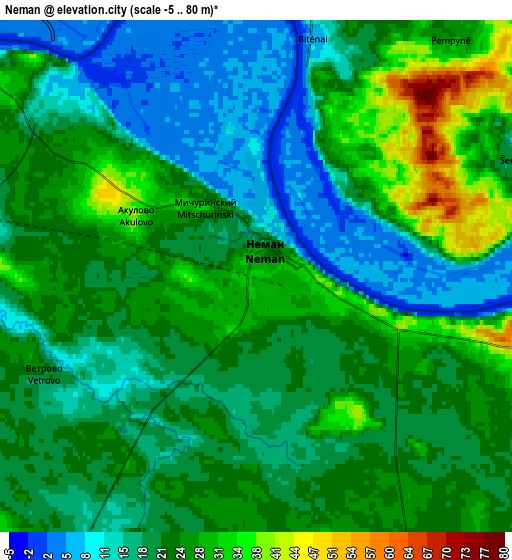 Zoom OUT 2x Neman, Russia elevation map