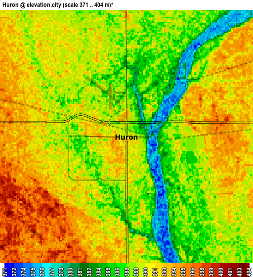 Zoom OUT 2x Huron, United States elevation map