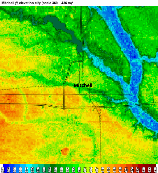 Zoom OUT 2x Mitchell, United States elevation map