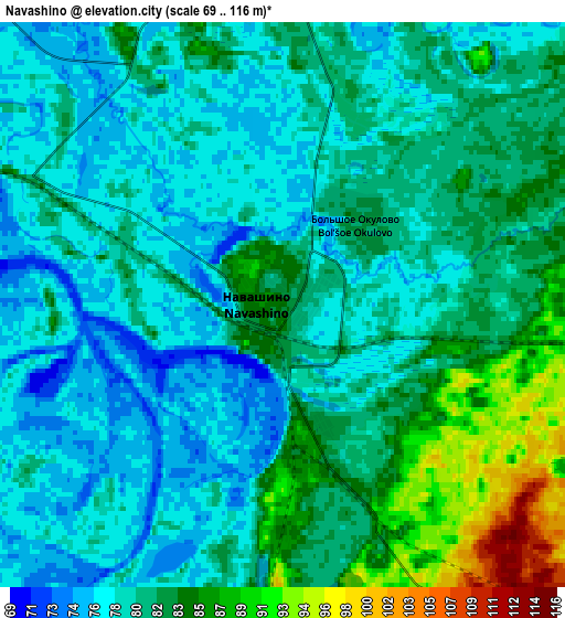 Zoom OUT 2x Navashino, Russia elevation map