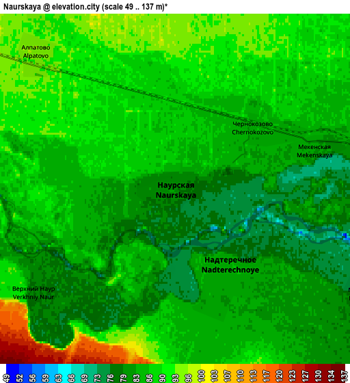 Zoom OUT 2x Naurskaya, Russia elevation map