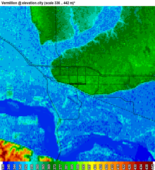 Zoom OUT 2x Vermillion, United States elevation map