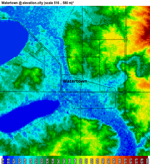 Zoom OUT 2x Watertown, United States elevation map