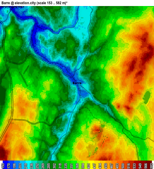 Zoom OUT 2x Barre, United States elevation map