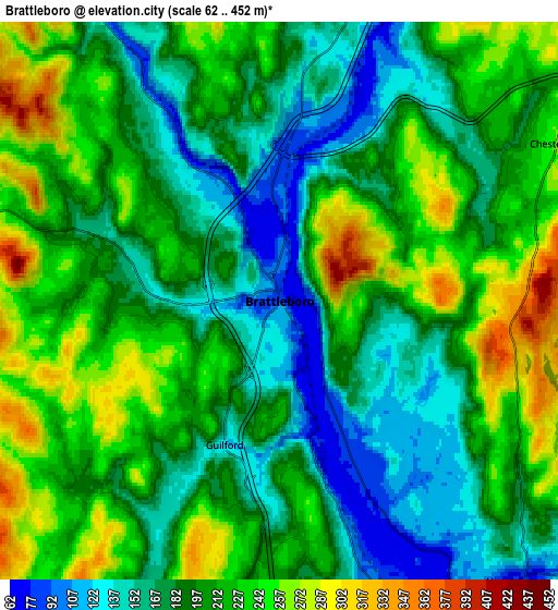 Zoom OUT 2x Brattleboro, United States elevation map