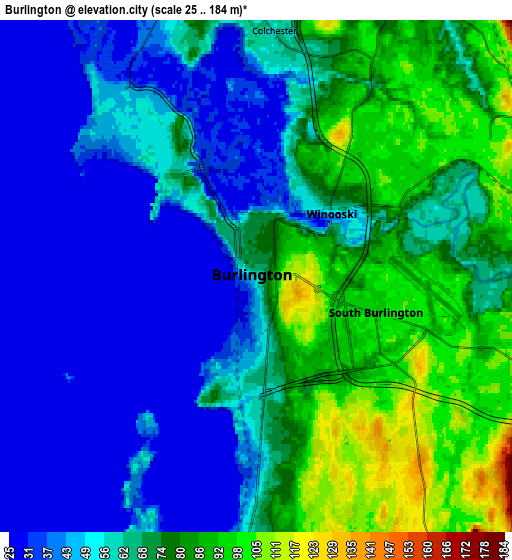 Zoom OUT 2x Burlington, United States elevation map