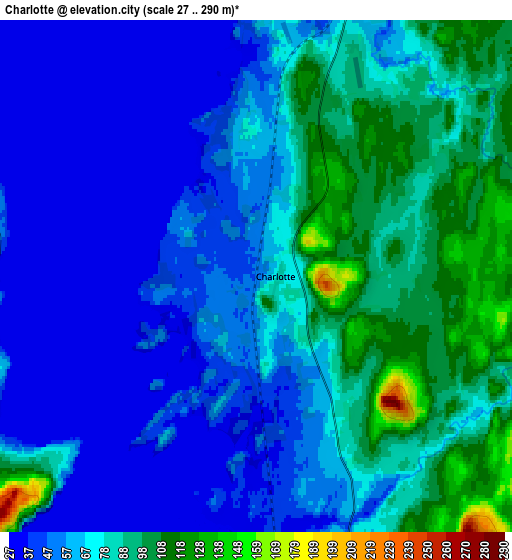 Zoom OUT 2x Charlotte, United States elevation map