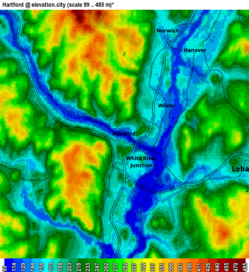 Zoom OUT 2x Hartford, United States elevation map