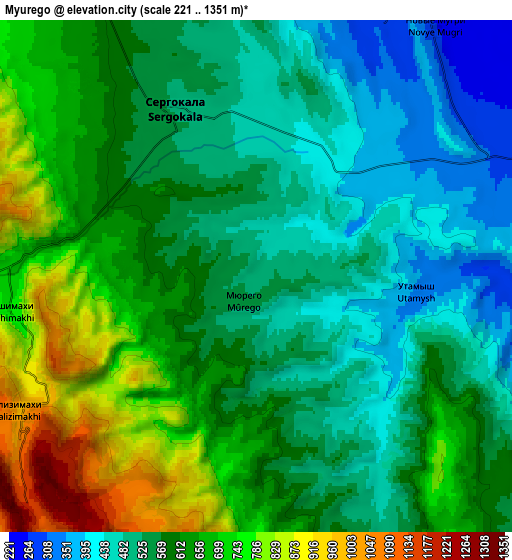 Zoom OUT 2x Myurego, Russia elevation map