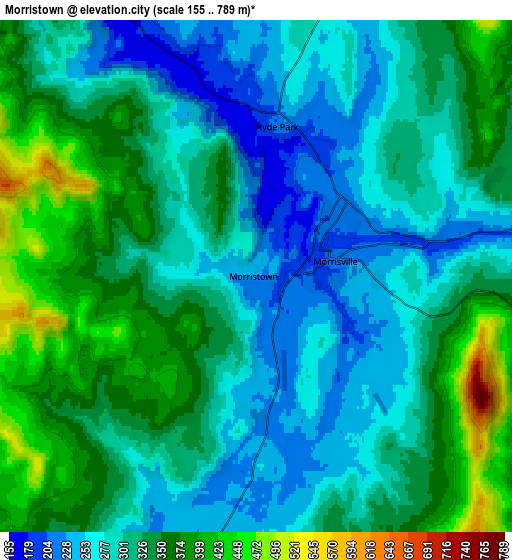 Zoom OUT 2x Morristown, United States elevation map