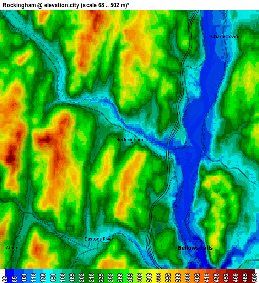 Zoom OUT 2x Rockingham, United States elevation map