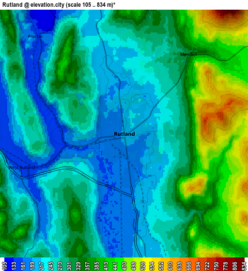 Zoom OUT 2x Rutland, United States elevation map