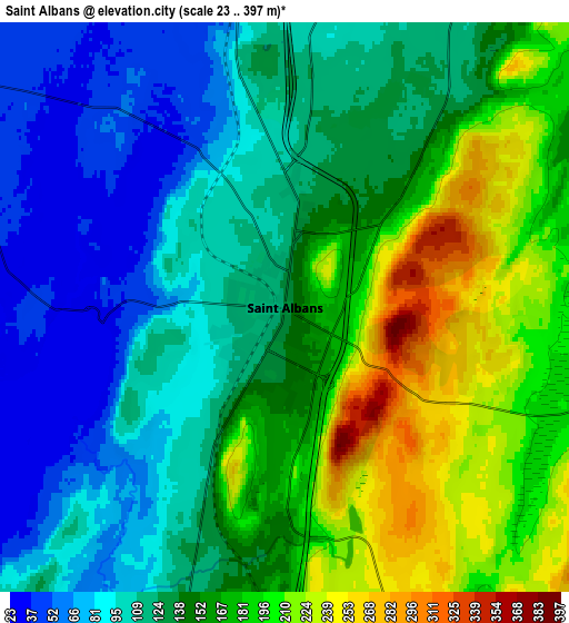 Zoom OUT 2x Saint Albans, United States elevation map