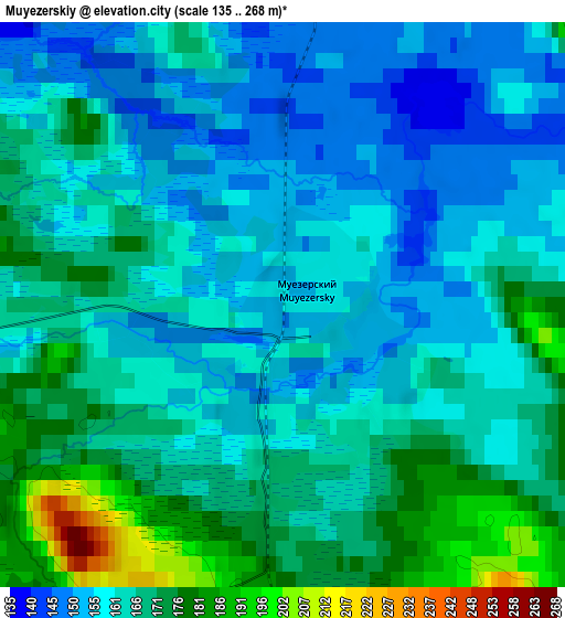 Zoom OUT 2x Muyezerskiy, Russia elevation map