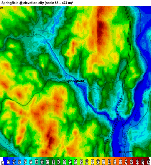 Zoom OUT 2x Springfield, United States elevation map