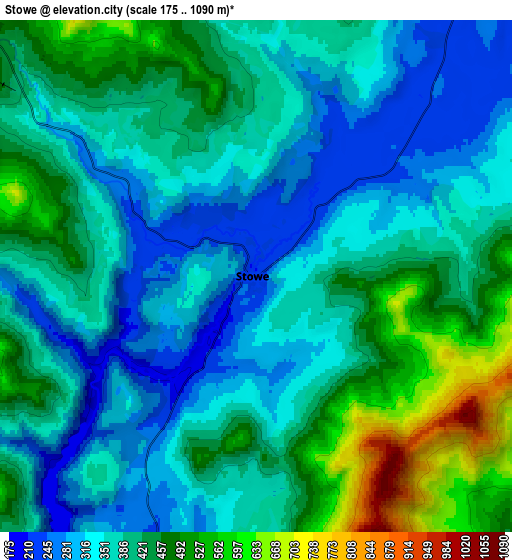 Zoom OUT 2x Stowe, United States elevation map