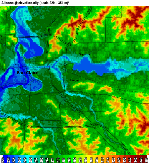 Zoom OUT 2x Altoona, United States elevation map