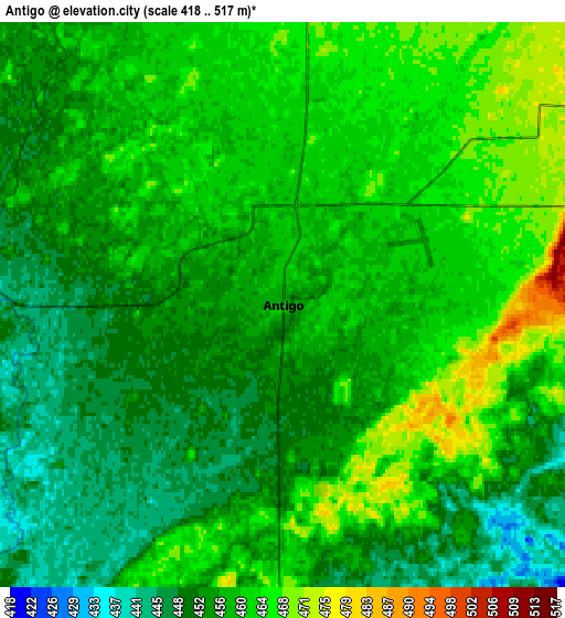 Zoom OUT 2x Antigo, United States elevation map