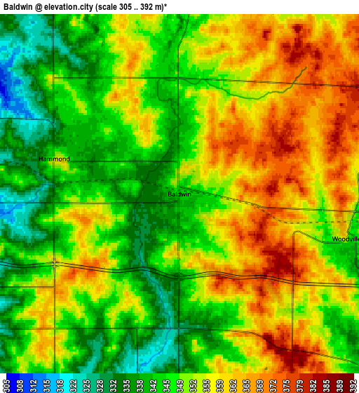 Zoom OUT 2x Baldwin, United States elevation map