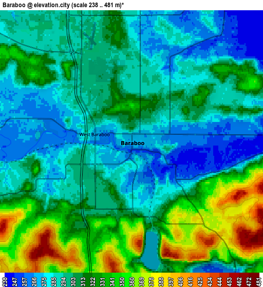 Zoom OUT 2x Baraboo, United States elevation map