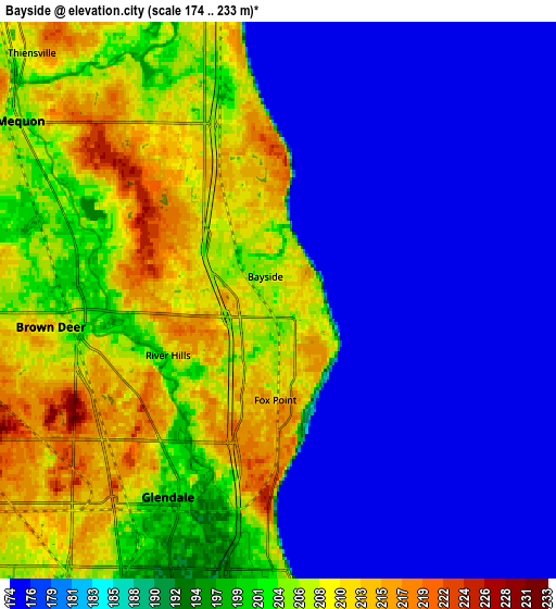 Zoom OUT 2x Bayside, United States elevation map