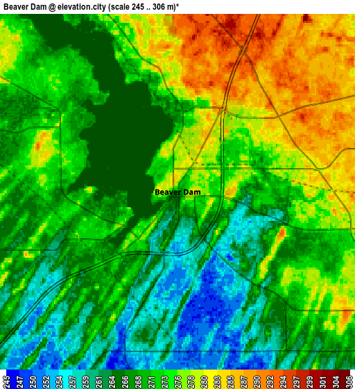 Zoom OUT 2x Beaver Dam, United States elevation map