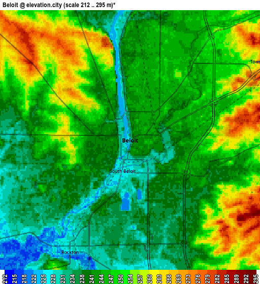 Zoom OUT 2x Beloit, United States elevation map