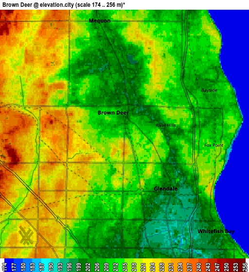 Zoom OUT 2x Brown Deer, United States elevation map