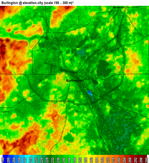 Zoom OUT 2x Burlington, United States elevation map