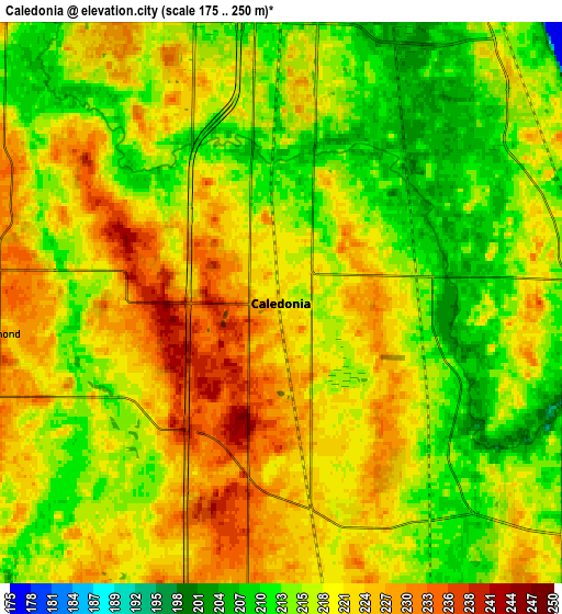 Zoom OUT 2x Caledonia, United States elevation map