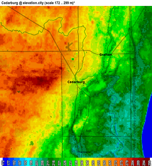 Zoom OUT 2x Cedarburg, United States elevation map