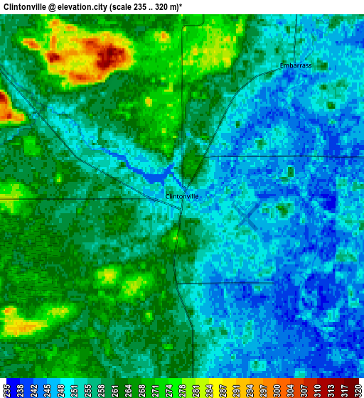 Zoom OUT 2x Clintonville, United States elevation map