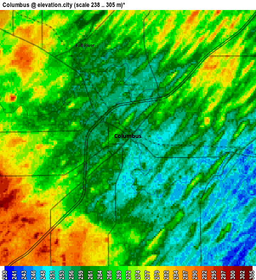 Zoom OUT 2x Columbus, United States elevation map