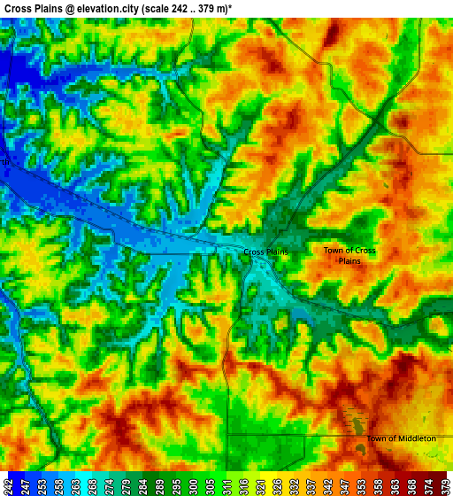 Zoom OUT 2x Cross Plains, United States elevation map